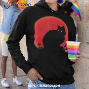 Witch Cat Halloween Costume Blood Moon Black Shirt, Halloween Gifts For Girlfriend