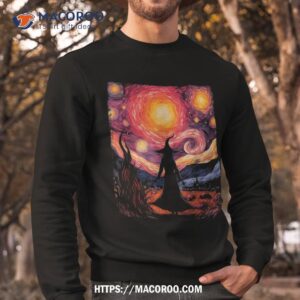 witch halloween pink breast cancer starry night van gogh art shirt unique gifts for dad sweatshirt