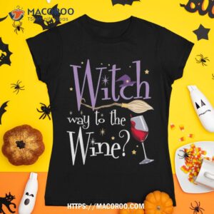 witch way to the wine halloween drinking for wiccan witches shirt tshirt 1