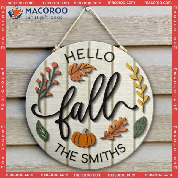 Wood Last Name Sign, Fall Door Hanger, Custom Sign,fall Decor, Autumn Front Housewarming Gift, Hello Sign