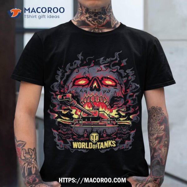 World Of Tanks Halloween Fire Skull Shirt, Spooky Scary Skeletons