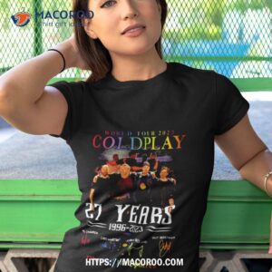 world tour 2023 coldplay 27 years 1996 2023 music of the spheres signatures shirt tshirt 1