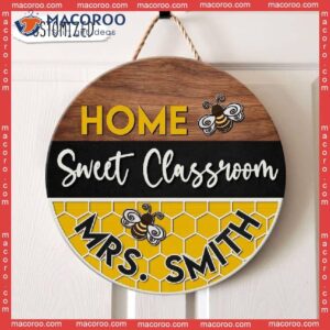 Wound Wooden Door Hanging, Home Sweet Classroom, Classroom Sign,personalized Teacher Name Sign, Back To School Gift