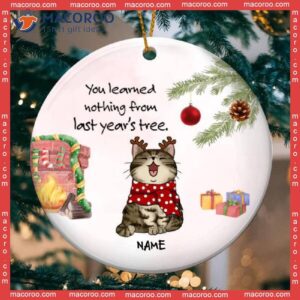 Xmas Gifts For Cat Lovers,you Learned Nothing From Last Year’s Tree, Personalized Breeds Circle Ceramic Ornament