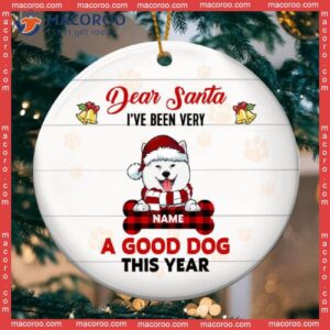 Xmas Home Decor,dear Santa We’ve Been Very Good Dogs This Year, Personalized Dog Breeds Circle Ceramic Ornament