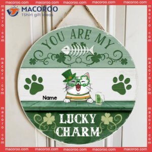 You Are My Lucky Charm, Four-leaf Clover Door Hanger, Personalized Cat Breeds Wooden Signs, Lovers Gifts
