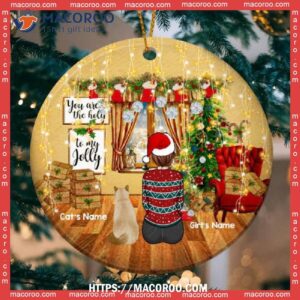 You Are The Holly To My Jolly Cozy Home Circle Ceramic Ornament, Cat Lawn Ornaments