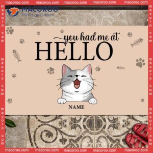 You Had Me At Hello Front Door Mat, Personalized Doormat, Gifts For Cat Lovers
