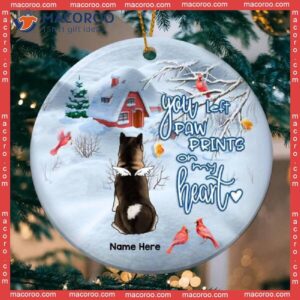 You Left Paw Prints On My Heart Circle Ceramic Ornament, Personalized Angel Dog Lovers Decorative Christmas Ornament