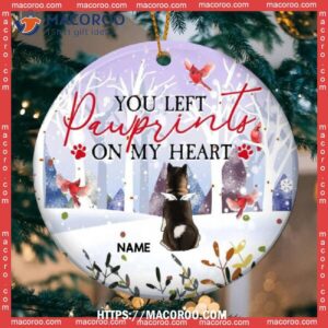 You Left Pawprints On My Heart Circle Ceramic Ornament Dogs First Christmas Ornament