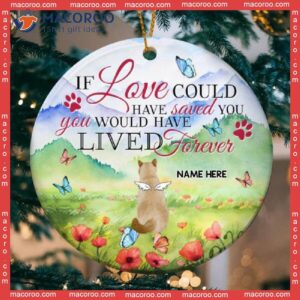 You Would Have Lived Forever Watercolor Circle Ceramic Ornament, Personalized Angel Cat Decorative Christmas Ornament