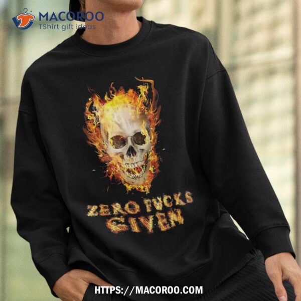 Zero Fucks Given Flaming Skull Halloween Skeleton Shirt, Skeleton Masks