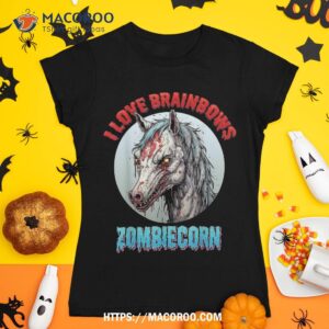 Zombiecorn Zombie Unicorn I Love Brainbows Punk Halloween Shirt, Halloween Skull