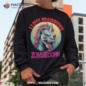 zombiecorn zombie unicorn i love brainbows punk halloween shirt scary skull sweatshirt