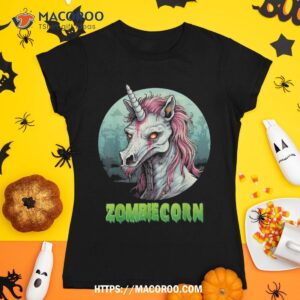 Zombiecorn Zombie Unicorn I Love Brainbows Punk Halloween Shirt, Skeleton Head