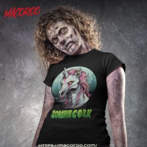Zombiecorn Zombie Unicorn I Love Brainbows Punk Halloween Shirt, Skeleton Head
