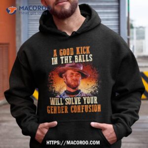 a good kick in the balls will solve your gender confusion shirt hoodie