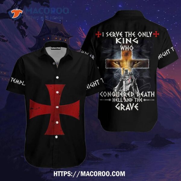 A Trully Servant Knight Templar And Cross Black Aloha Hawaiian Shirt