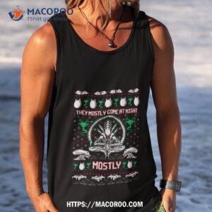 aliens ugly christmas sweater they mostly come at nighshirt tank top