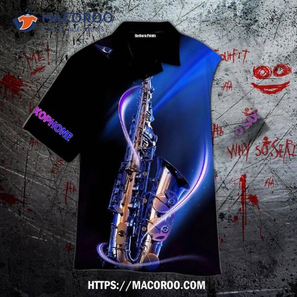 Alto Saxophone Black And Blue Aloha Hawaiian Shirt