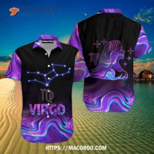 Amazing Virgo Horoscope Zodiac Purple And Black Aloha Hawaiian Shirt