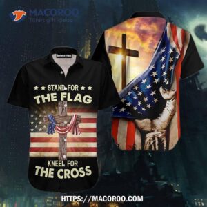 America Stand For The Flag Kneel Cross Aloha Hawaiian Shirt