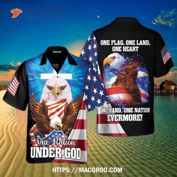 American Flag Independence Day 4th Of July One Nation Under God Aloha Hawaiian Shirt