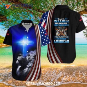 American Lion Cross I Am A Welder Black Aloha Hawaiian Shirt