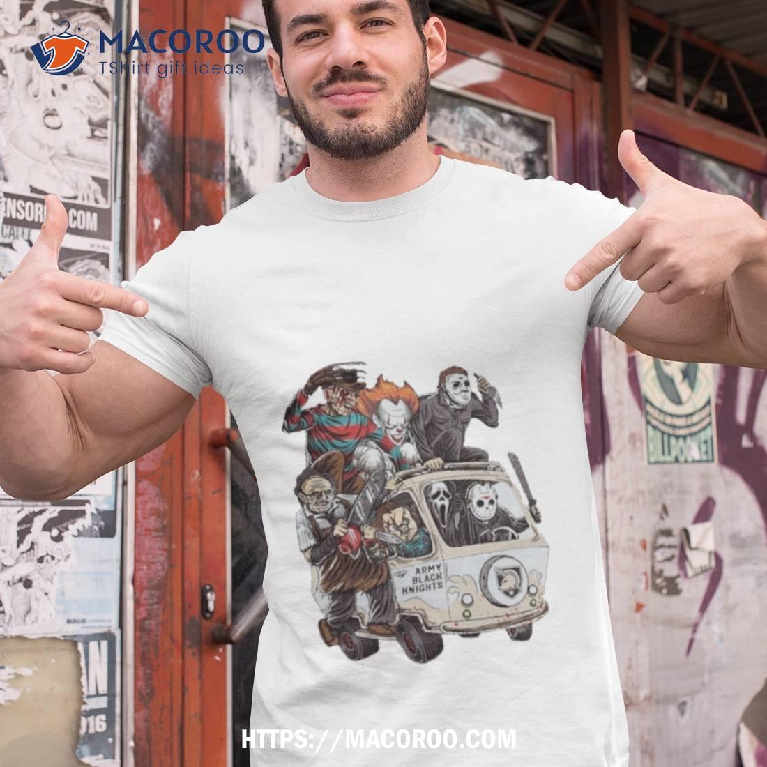 Army Black Knights Horror Movies Characters Bus Halloween 2023 Shirt Army Black Knights Horror Movies Characters Bus Halloween 2023 Shirt