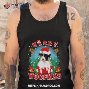 australian shepherd dog merry woofmas santa hat gift christmas 2023 shirt tank top