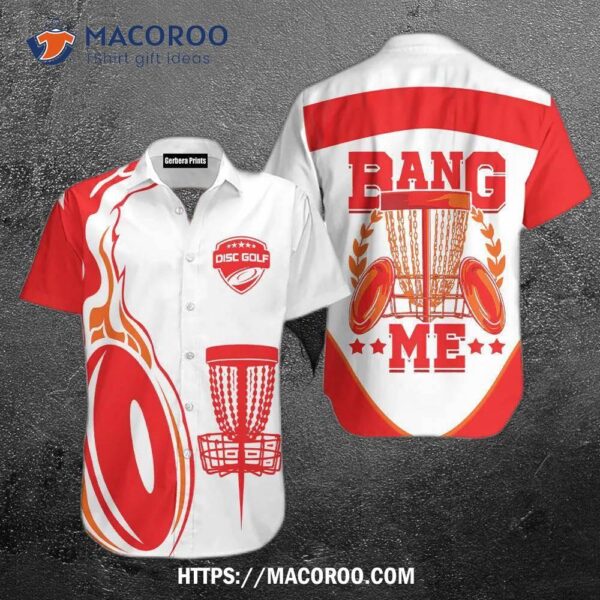 Bang Me Disc Golf Red And White Aloha Hawaiian Shirt