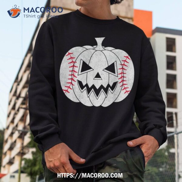 Baseball Player Scary Pumpkin Vintage Costume Halloween Shirt