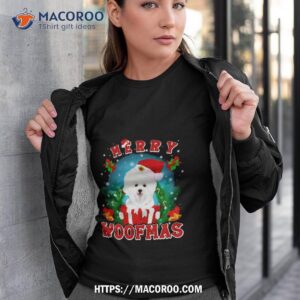 Bichon Frise Dog Merry Woofmas Santa Hat Gift Christmas 2023 Shirt