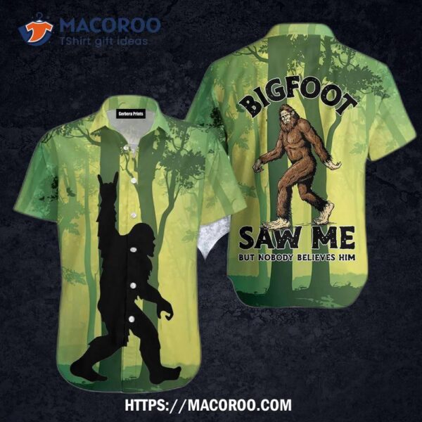 Bigfoot Saw Me In The Forest Green And Yellow Aloha Hawaiian Shirt