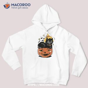Black Cat Halloween Witch Hat Pumpkin Costume For Kids Shirt