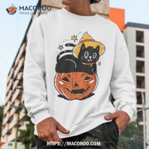 black cat halloween witch hat pumpkin costume for kids shirt sweatshirt