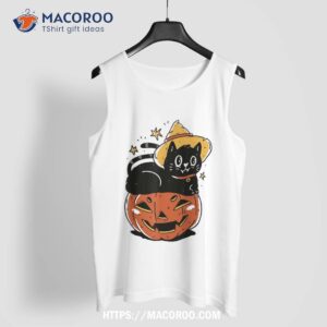 black cat halloween witch hat pumpkin costume for kids shirt tank top