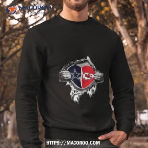blood inside me dallas cowboys and kansas city chiefs it s in my heart t shirt sweatshirt
