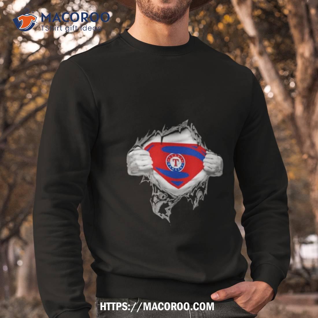 Blood Inside Me Texas Rangers Superman Shirt, hoodie, longsleeve