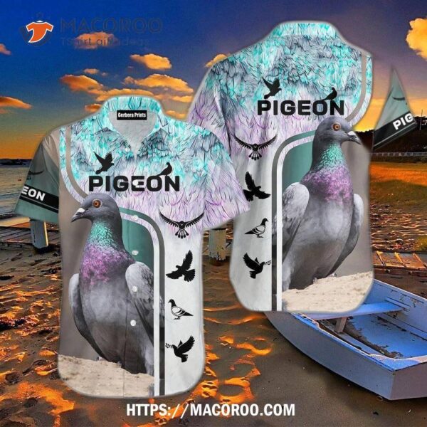 Blue And Purple Beautiful Pigeon Aloha Hawaiian Shirt