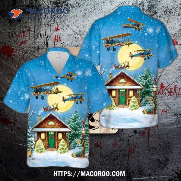 Boeing/stearman Pt-17 Christmas Hawaiian Shirt