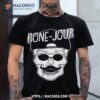 Bone-jour Lazy Halloween Costume Funny Skeleton Skull Pun Shirt