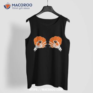 boob skeleton hand on pumpkin halloween costume shirt tank top