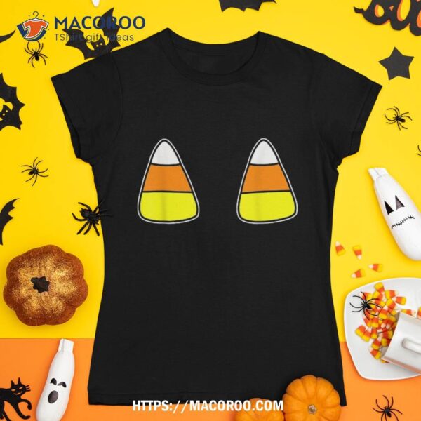 Candy Corn On Boobs Costume Party Adult Humor Halloween Shirt