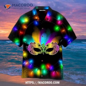 Carnival Mask Lightful Mardi Gras Black And Colorful Aloha Hawaiian Shirt