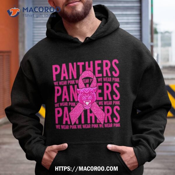 Carolina Panther Mascot We Wear Pink Cancer T Shirt