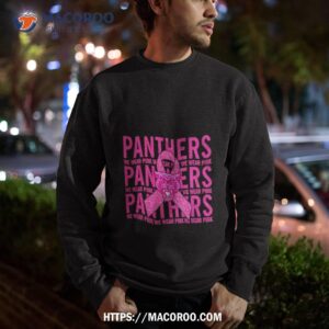 carolina panther mascot we wear pink cancer t shirt sweatshirt