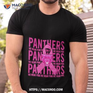 Carolina Panther Mascot We Wear Pink Cancer T Shirt