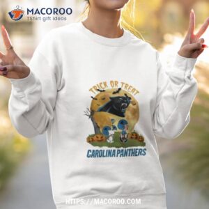 carolina panthers snoopy charlie brown and woodstock trick or treat halloween 2023 shirt sweatshirt 2