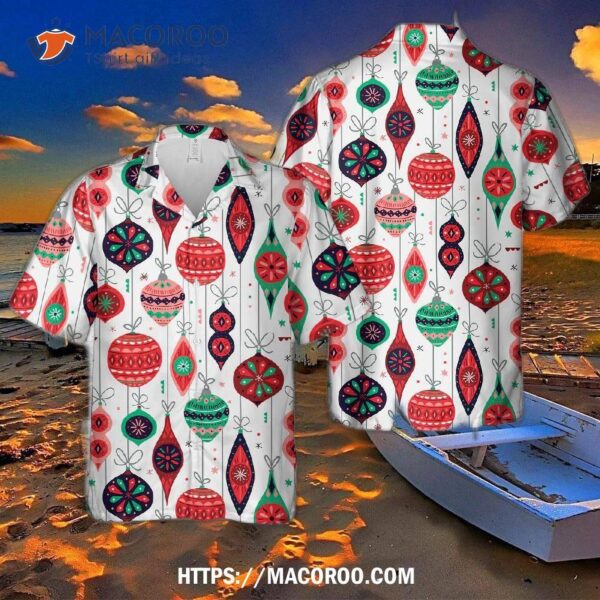 Christmas Ornaments In Retro Style Hawaiian Shirt